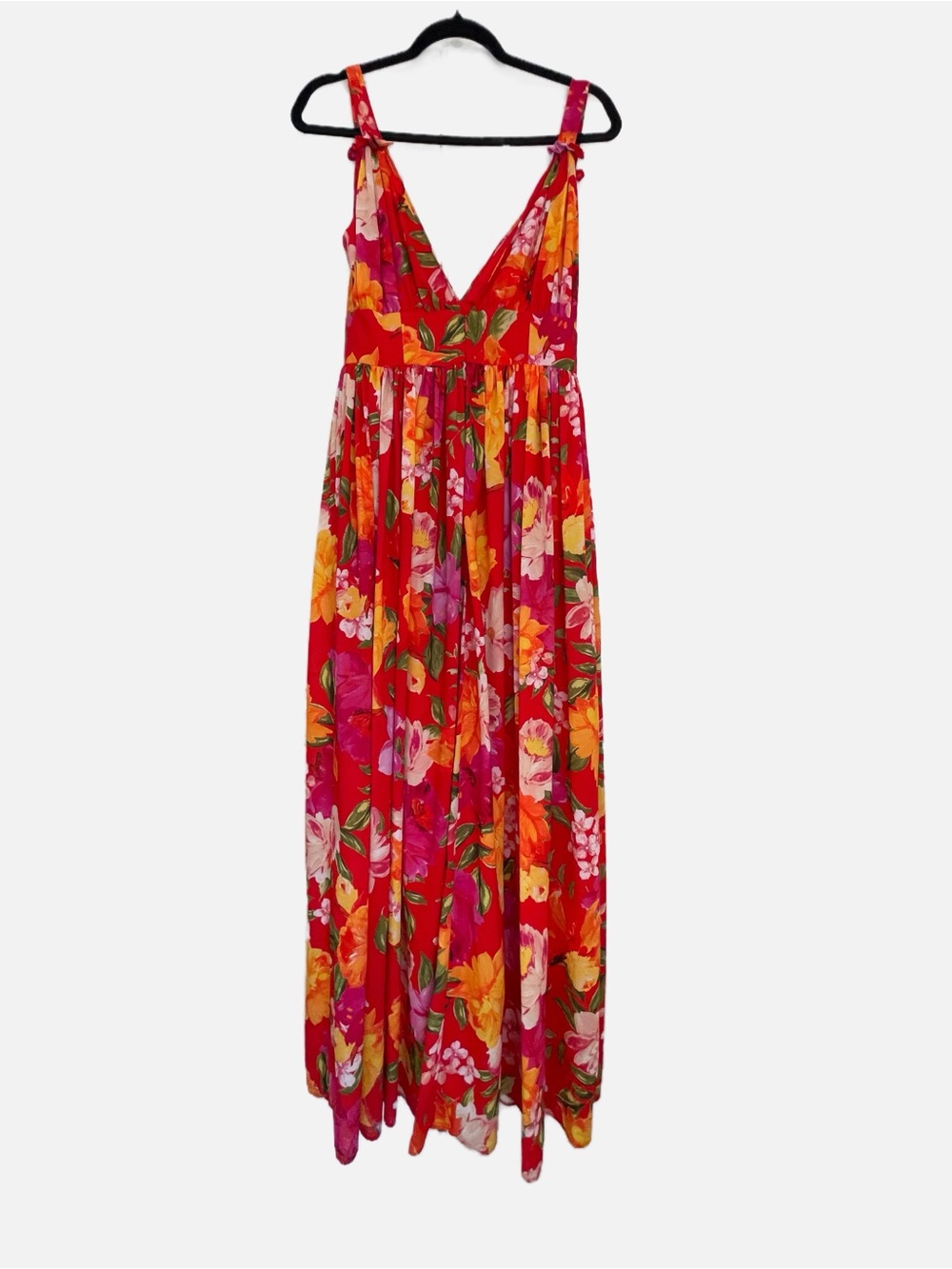 Ronny Kobo Sallee maxi dress red tropical floral print with a deep V-neckline - Picture 5 of 13
